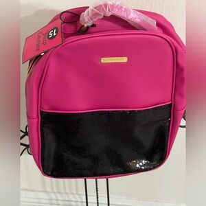 New Juicy Couture Hot Pink Black Sequins Faux Leather